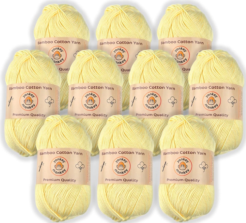 Yonkey Monkey 10-Pack of Yonkey Monkey 500 Grams Yarn - 70% Rayon derived from Bamboo, 30% Cotton - Imported - Milk Yellow 9009 - Image 1
